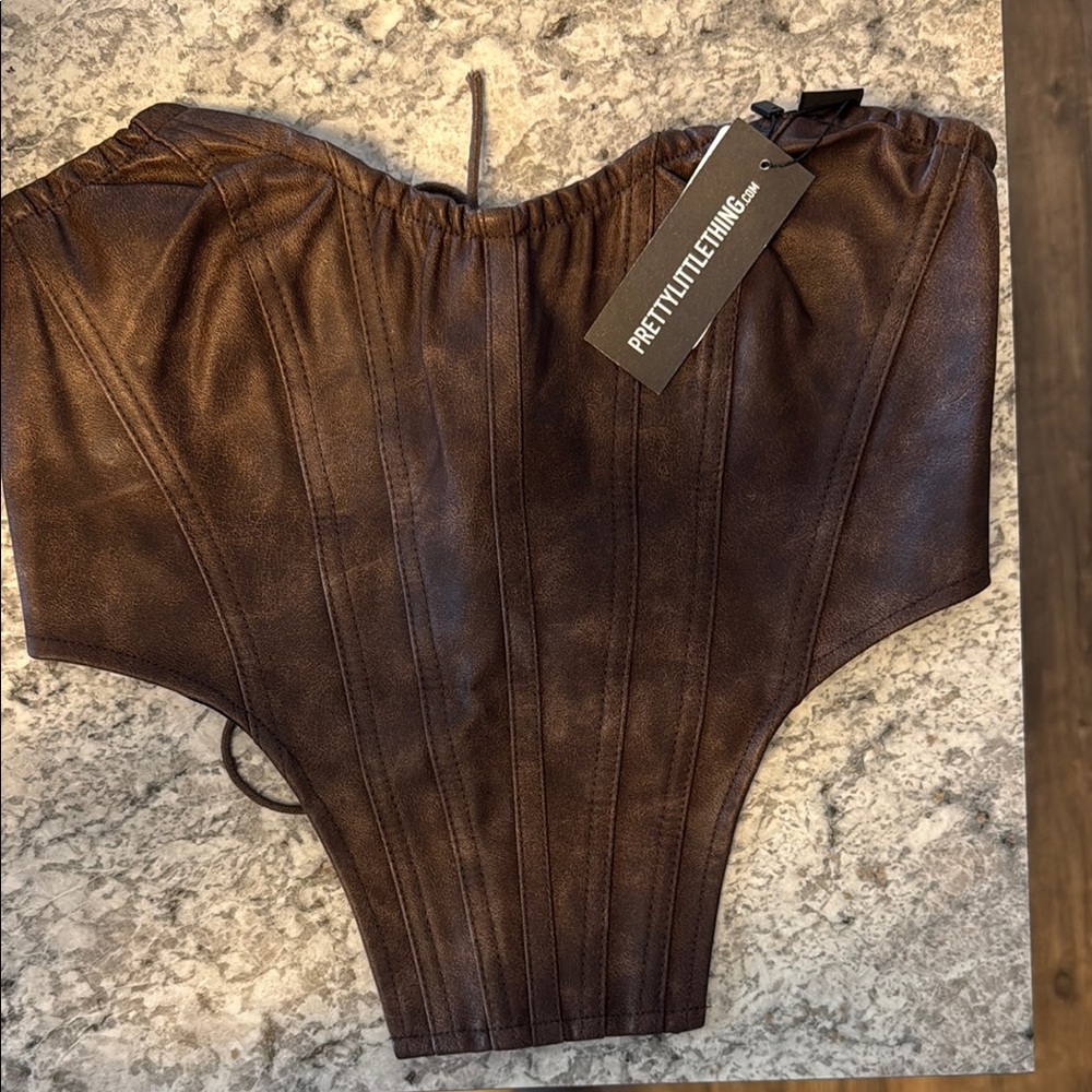 PrettyLittleThing Brown Corset Top